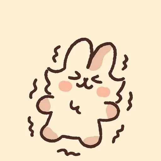 JigglyPaint's original mascot — a cozy, always-squinting little rabbit.